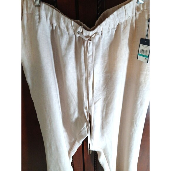 NWT Tommy Hilfiger Saharam Safari 100% Linen Women's Sz 16 Wide-Leg Beige Pants - Picture 2 of 11